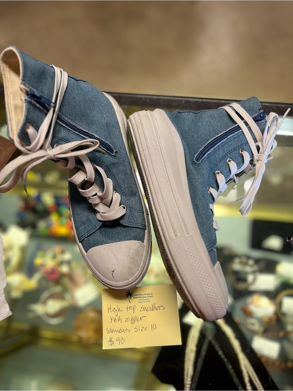 Women’s High-Top Canvas Sneakers with Side Zipper YKK Zipper